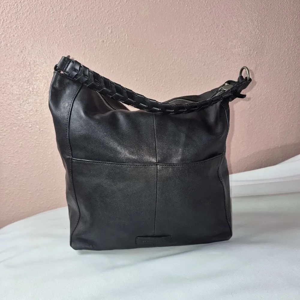 Lucky Brand Vala Leather Black Hobo Bag